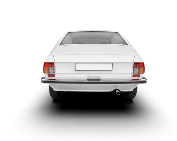 Beyaz arka planda izole edilmiş klasik beyaz araba. 3d illüstrasyon.