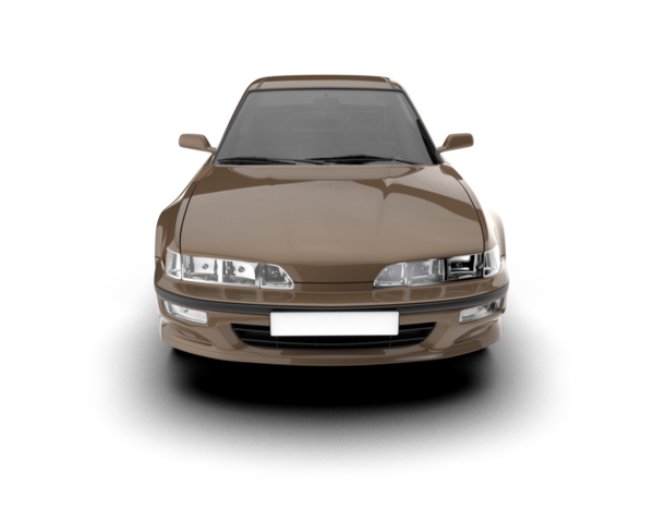 Işık arka planında modern araba ön görüntüsü. 3d oluşturma