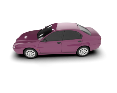 Beyaz bir arka plan üzerinde pembe araba.