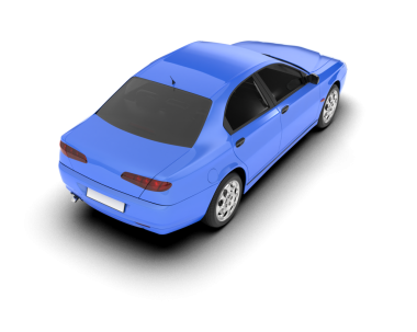 Mavi spor araba beyazda izole edilmiş. 3d illüstrasyon