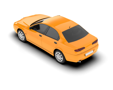beyaz arka planda turuncu araba 3 boyutlu illüstrasyon