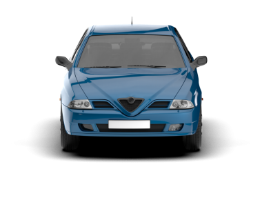 Mavi modern kompakt araba - ön manzara. 3d illüstrasyon