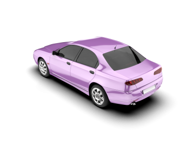 Pembe modern araba beyazda izole edilmiş. 3d illüstrasyon