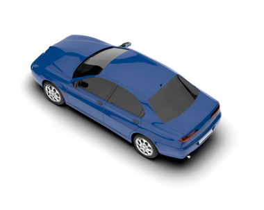 Mavi araba beyaz arka planda izole edilmiş..