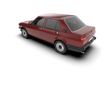 beyaz arkaplanda kırmızı araba rengi 3 d illüstrasyon.