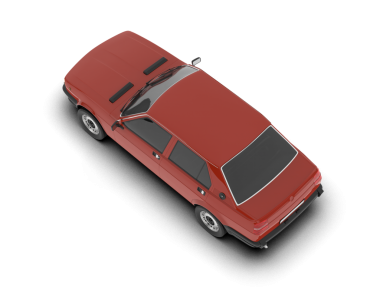 Kırmızı araba beyaz arka planda izole edilmiş. 3d oluşturma