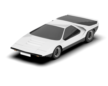 Beyaz bir arabanın 3 boyutlu görüntüsü