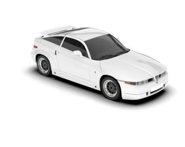 beyaz arka planda izole edilmiş gerçekçi beyaz araba