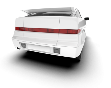 beyaz arkaplanda araba kenarı görünümü.