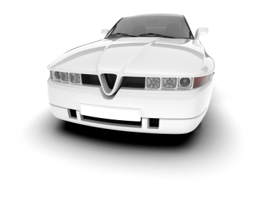 Küçük beyaz arka planı olan beyaz bir araba.