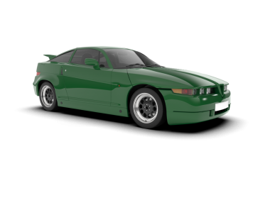 yeşil araba beyaz arka planda izole edildi