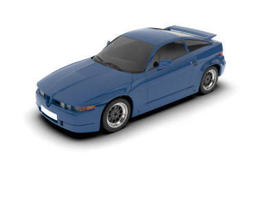 Beyaz arkaplanda mavi araba