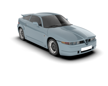 Beyaz arka planda modern bir araba. 3 Boyutlu Hazırlama.