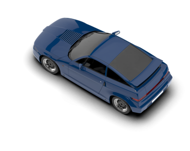 Mavi arkaplanı olan bir arabanın 3 boyutlu görüntüsü