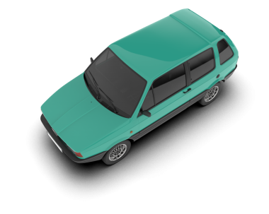 Beyaz zemin üzerinde mavi renkli bir arabanın vektör çizimi