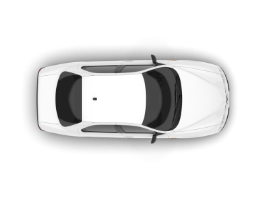 Beyaz arka planda gerçekçi bir araba. en üstteki görünüm