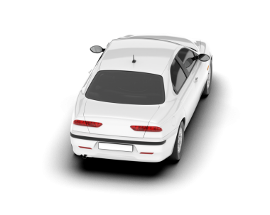 Gerçekçi beyaz araba. Beyaz arka planda izole edilmiş. 3d illüstrasyon.