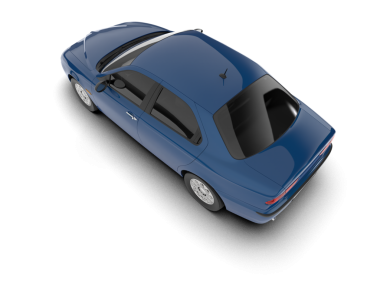 mavi modern araba beyaz arka planda izole edilmiş 3 boyutlu resimleme