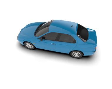 Beyaz arkaplanı olan mavi araba.