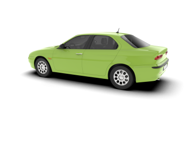 Gerçekçi bir tasarımı olan beyaz arka planda bir araba