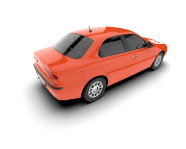 beyaz arkaplanda izole edilmiş gerçekçi araba.