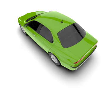 Yeşil araba beyaz arka planda izole edilmiş. 3 Boyutlu Hazırlama.