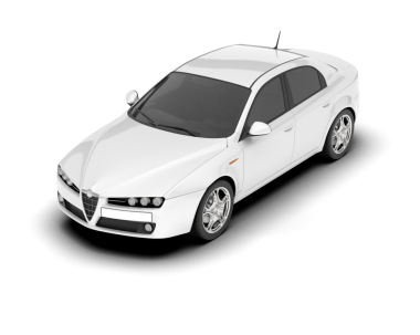 Beyaz, modern bir araba beyaz arka planda izole edilmiş. 3d oluşturma