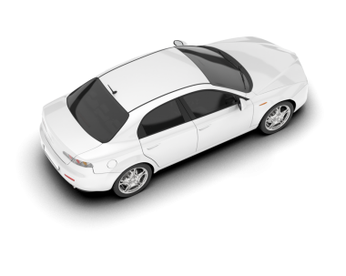 Beyaz arka planda beyaz araba. 3 boyutlu resimleme