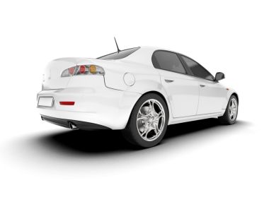 Beyaz arka plan görünümlü beyaz spor araba beyaz arkaplanda izole