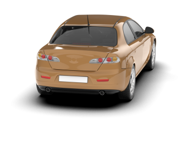 Beyaz arka planda modern bir araba. 3D oluşturuldu