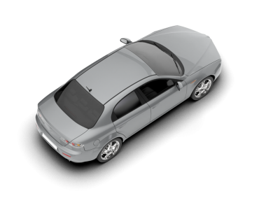 Beyaz stüdyo arka planında izole edilmiş 3 boyutlu bir araba.