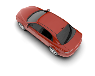 Beyaz arka plan üzerinde izole kırmızı modern otomobil