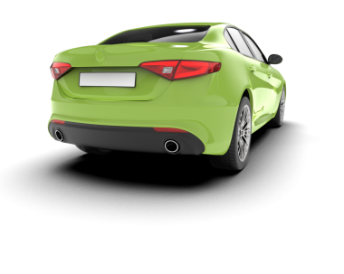 Beyaz arka planda izole edilmiş yeşil modern araba