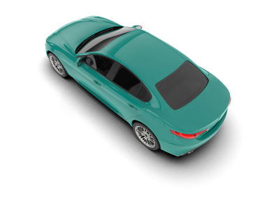 Beyaz stüdyo arka planında 3 boyutlu modern araba.