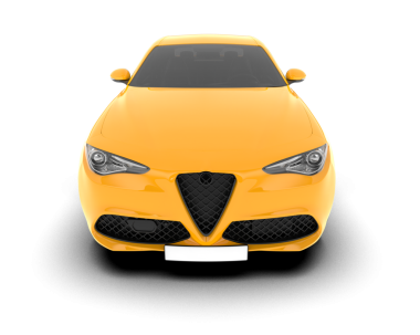 Sarı araba beyaz arkaplanda izole edilmiş, yan görünüm