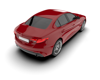 Kırmızı bir spor arabanın 3 boyutlu görüntüsü