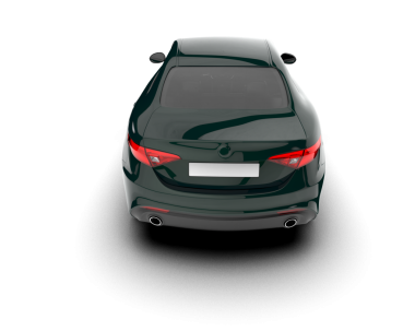 Arka planda lüks bir araba var. 3D görüntüleme - illüstrasyon