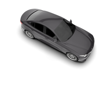 Siyah arka planda bir araba, üst görünüm, 3 boyutlu araba modeli.