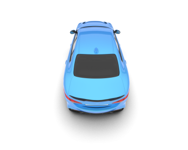 Mavi araba beyaz arka planda izole edilmiş.
