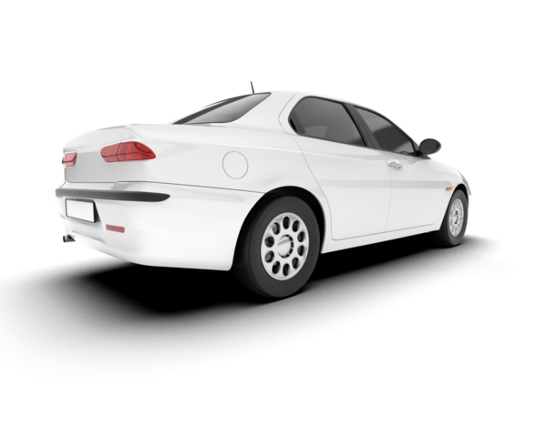 Siyah saplı beyaz bir araba. 3 Boyutlu Hazırlama