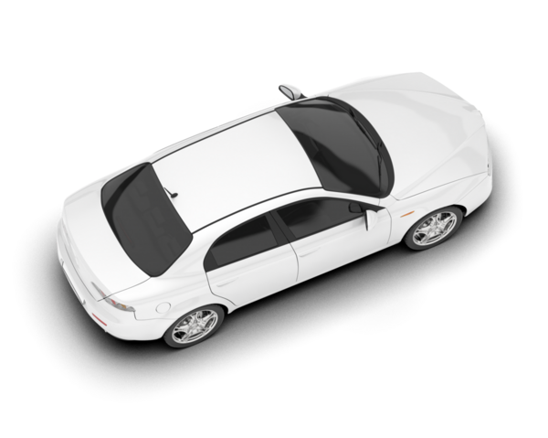 Beyaz arka planda izole edilmiş beyaz modern araba. 3d illüstrasyon