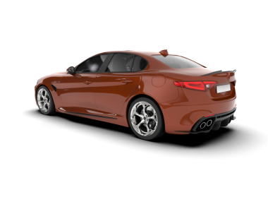 Beyaz arka planda modern kırmızı lüks sedan araba.