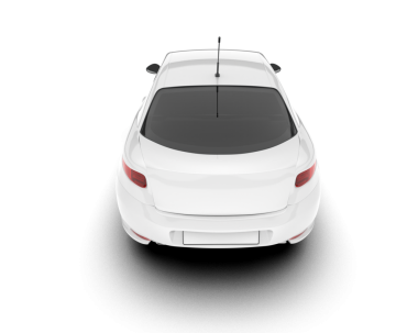 Beyaz arka planda beyaz araba. Yan görünüş. 3d oluşturma