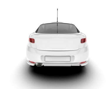 Beyaz arka planda izole edilmiş gerçekçi araba manzarası. 3d illüstrasyon