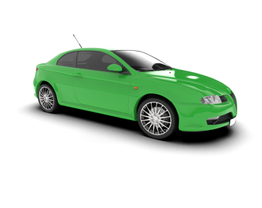 Beyaz arka planda yeşil modern araba, yan görünüm