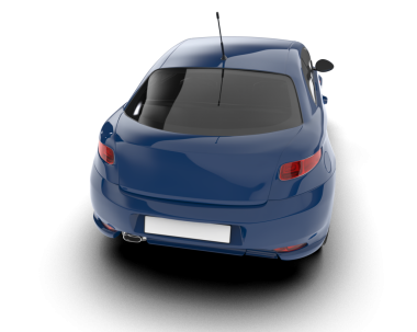 Metnin için boş alanı olan 3 boyutlu bir araba çizimi