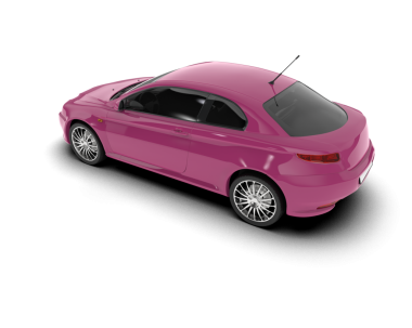 Beyaz arka plan üzerinde pembe araba