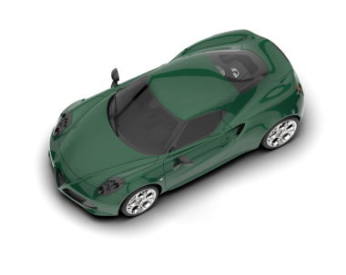Beyaz arka planda 3 boyutlu yeşil spor araba.