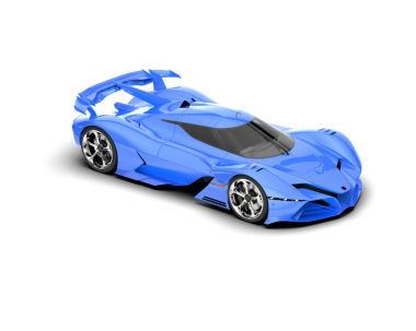 Beyaz arka planda izole edilmiş bir spor arabanın 3 boyutlu canlandırması