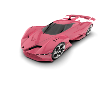 Kırmızı araba arka planda izole edildi. 3D görüntüleme - illüstrasyon